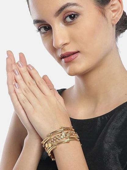 LukGud Traditional Combo of Gold Plated Bracelet Bangles Set For Girls and Women