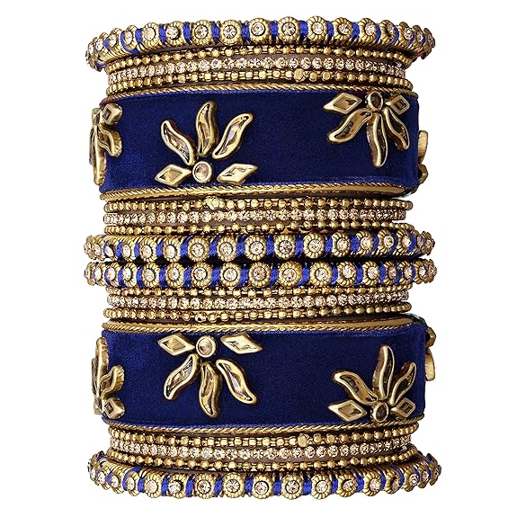 LukGud Velvet Silk Thread Chuda Chura Bangle Set Jewellery for Women Girls