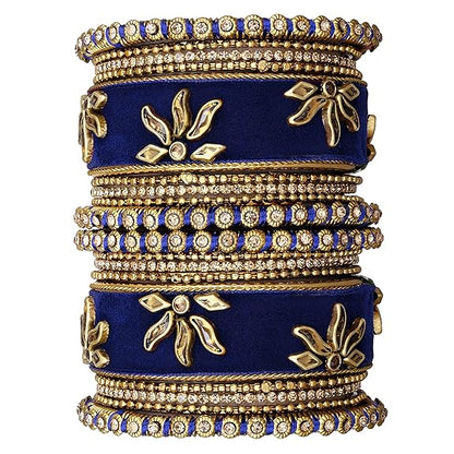 LukGud Velvet Silk Thread Chuda Chura Bangle Set Jewellery for Women Girls