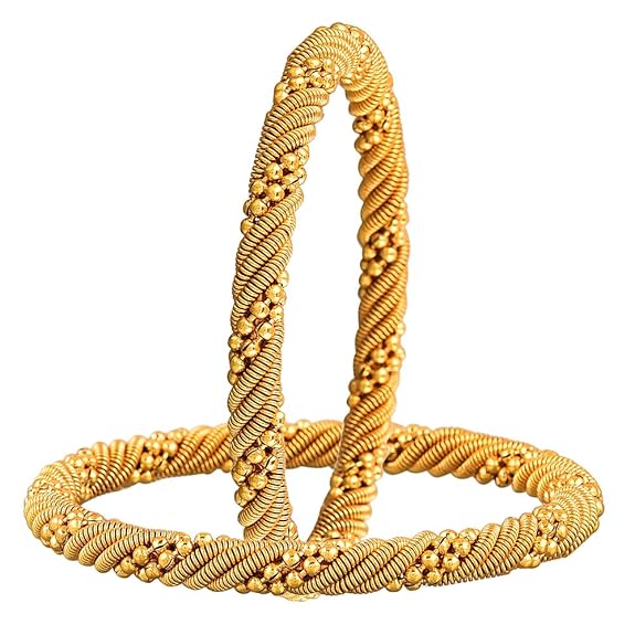 LukGud Gold Plated & Coloured Stone Bangles for Women & Girls (Set of 6)