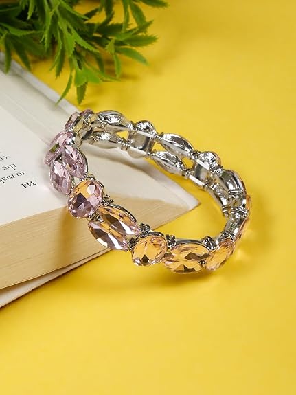 LukGud Stylish Celebrity Inspired Crystal Bracelets for Women and Girls