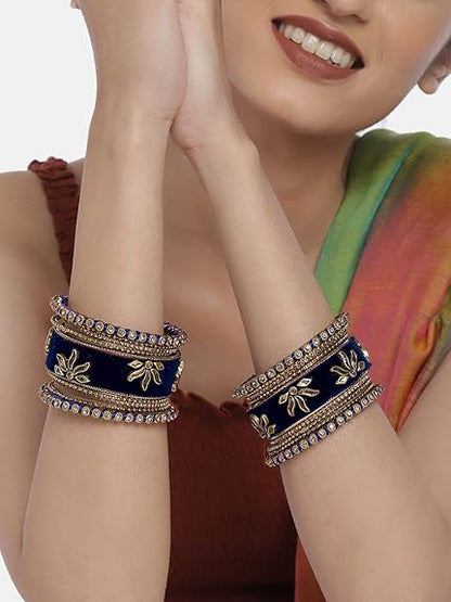 LukGud Velvet Silk Thread Chuda Chura Bangle Set Jewellery for Women Girls