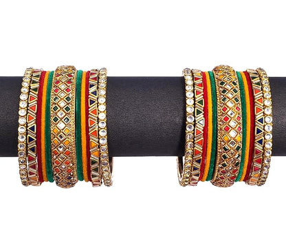 LukGud Metal Bangles Set | Multicolor bangles Kundan work | bangles for Women & Girl