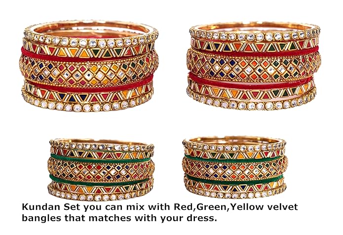 LukGud Metal Bangles Set | Multicolor bangles Kundan work | bangles for Women & Girl