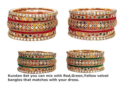 LukGud Metal Bangles Set | Multicolor bangles Kundan work | bangles for Women & Girl