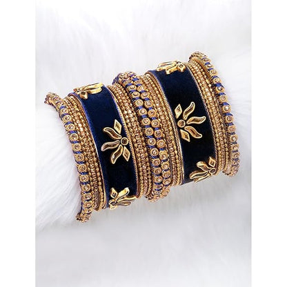 LukGud Velvet Silk Thread Chuda Chura Bangle Set Jewellery for Women Girls