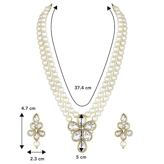 LukGud Crystal Faux Pearl Kundan Necklace & Jewelry Set Gift for Women