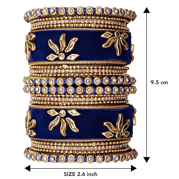 LukGud Velvet Silk Thread Chuda Chura Bangle Set Jewellery for Women Girls