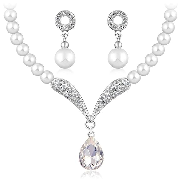 LukGud Necklace Set / Jewellery Set with Fancy Earrings for Girls / Women