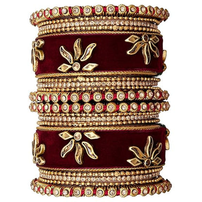 LukGud Velvet Silk Thread Chuda Chura Bangle Set Jewellery for Women Girls