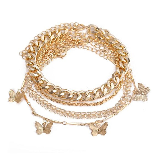 LukGud Latest Stylish Multilayer Gold Plated Bangle Bracelet for Women and Girls