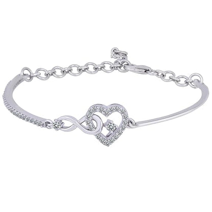 LukGud Silver Bracelet for Women - Heart Infinity Bracelet for Girls and Women