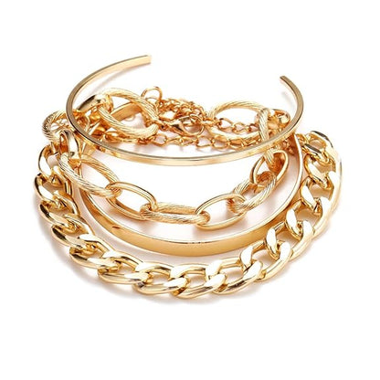 LukGud Latest Stylish Multilayer Gold Plated Bangle Bracelet for Women and Girls