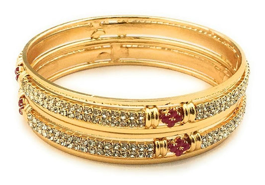 LukGud Gold Plated Traditional Stone Bangles for Women and Girls