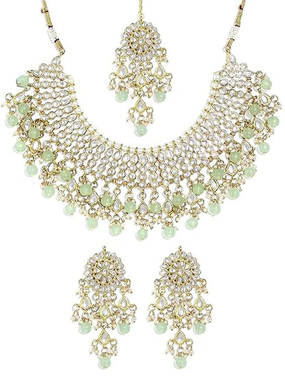 LukGud 22K GoldPlated Kundan Necklace for Women