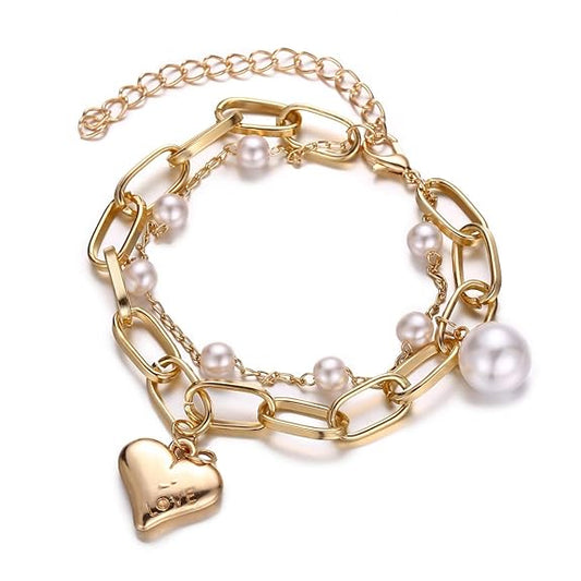 LukGud Latest Stylish Gold Plated Charm Bracelet for Women and Girls