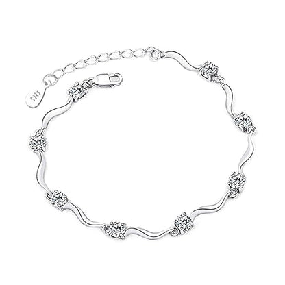 LukGud Bracelet for Women and Girls | Fashion Silver Crystal Stoned Bracelets