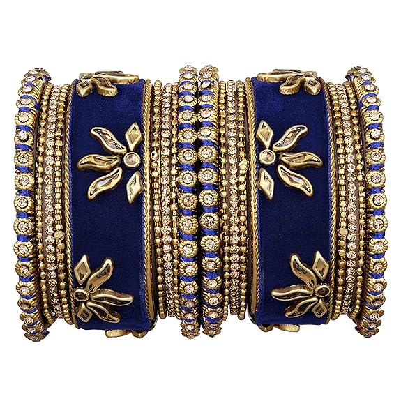 LukGud Velvet Silk Thread Chuda Chura Bangle Set Jewellery for Women Girls