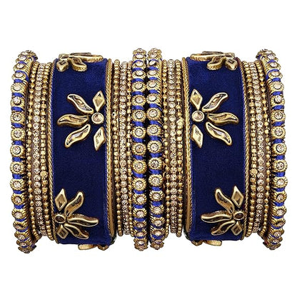 LukGud Velvet Silk Thread Chuda Chura Bangle Set Jewellery for Women Girls