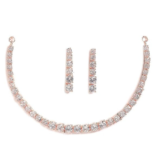 LukGud Rose Gold Plated Necklace Set for Women & Girls