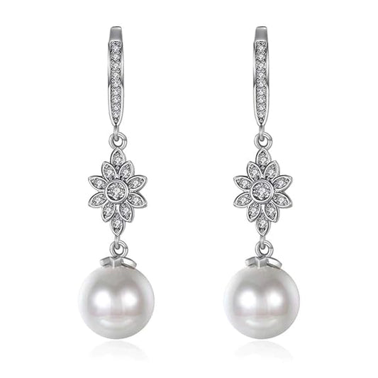 LukGud Latest Stylish Crystal Pearl Earrings for Women and Girls