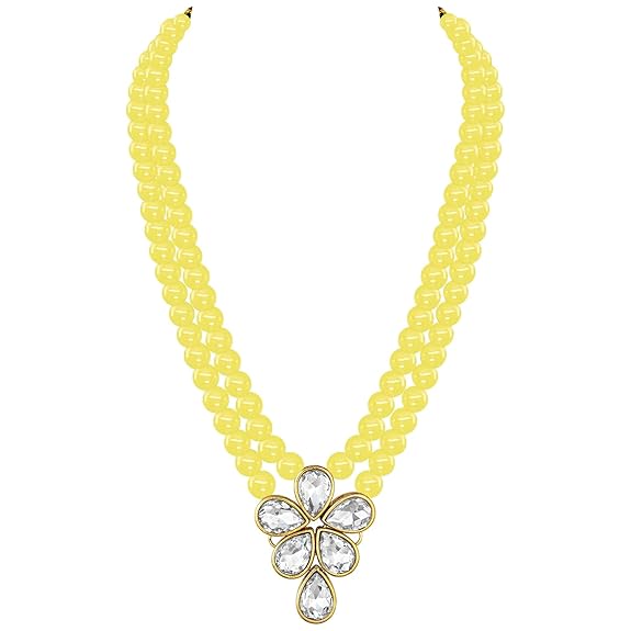 LukGud Crystal Faux Pearl Kundan Necklace & Jewelry Set Gift for Women