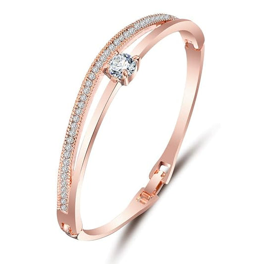 LukGud Stylish Rose Gold Plated Crystal Bangle Bracelet for Women