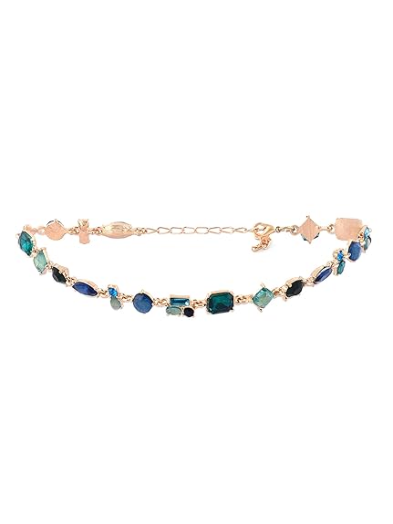 LukGud Green & Blue Dazzling Stones Embellished Contemporary Necklace For Women