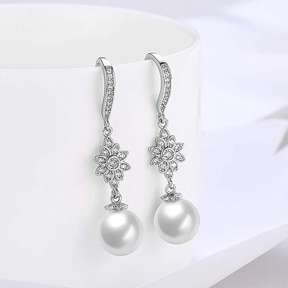 LukGud Latest Stylish Crystal Pearl Earrings for Women and Girls