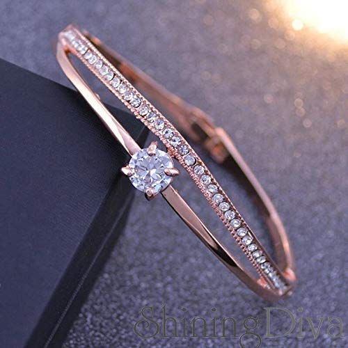 LukGud Rose Gold Plated Crystal Bangle Bracelet for Women