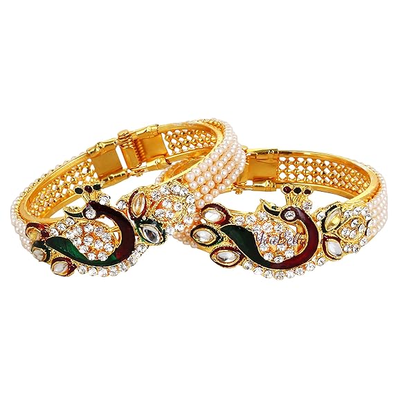 LukGud Traditional Gold Plated Bracelet Bangle Set for Girls and Women