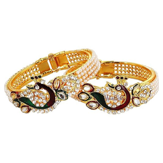 LukGud Traditional Gold Plated Bracelet Bangle Set for Girls and Women