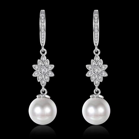 LukGud Latest Stylish Crystal Pearl Earrings for Women and Girls