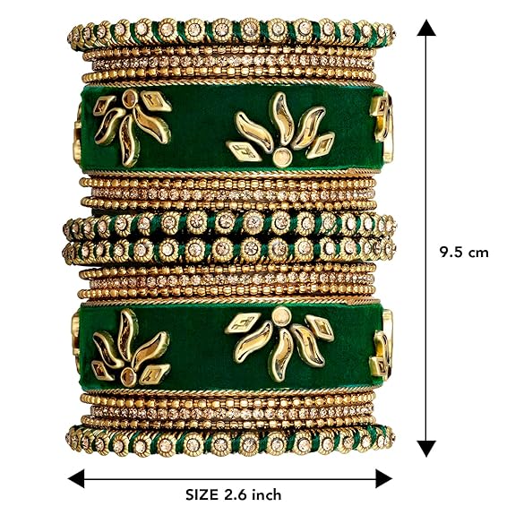 LukGud Velvet Silk Thread Chuda Chura Bangle Set Jewellery for Women Girls