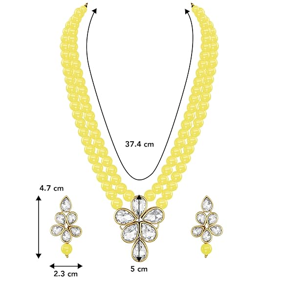 LukGud Crystal Faux Pearl Kundan Necklace & Jewelry Set Gift for Women