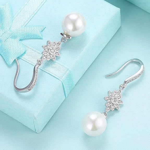 LukGud Latest Stylish Crystal Pearl Earrings for Women and Girls