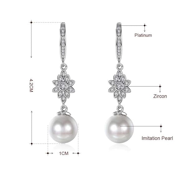 LukGud Latest Stylish Crystal Pearl Earrings for Women and Girls