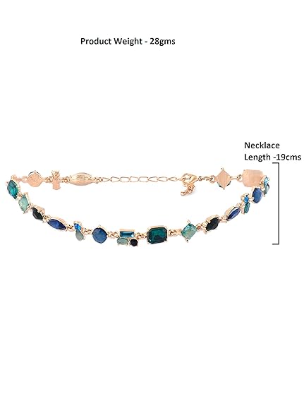 LukGud Green & Blue Dazzling Stones Embellished Contemporary Necklace For Women