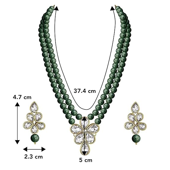 LukGud Crystal Faux Pearl Kundan Necklace & Jewelry Set Gift for Women