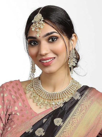 LukGud 22K GoldPlated Kundan Necklace for Women