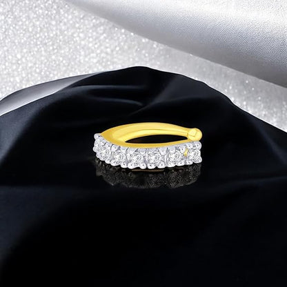 LunGud Simple and Elegant Non Piercing Nose Ring with Cubic Zirconia Stones for Women
