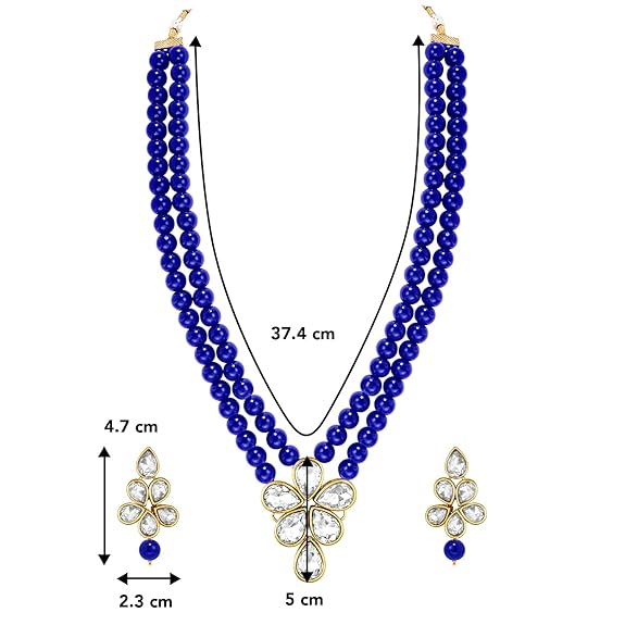 LukGud Crystal Faux Pearl Kundan Necklace & Jewelry Set Gift for Women