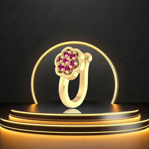 LukGud Nose Ring Pin Gold Pressing Clip On Stud Non Piercing Nose Pin stud for Women