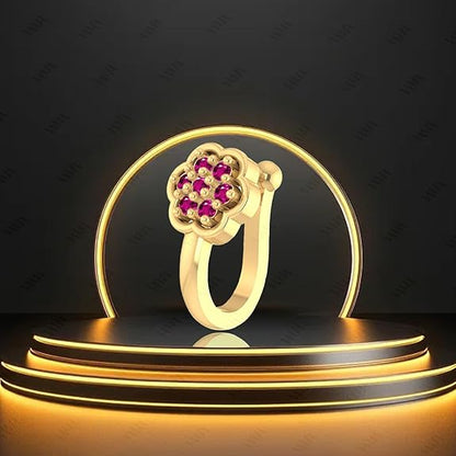 LukGud Nose Ring Pin Gold Pressing Clip On Stud Non Piercing Nose Pin stud for Women