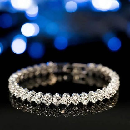 LukGud Platinum Plated Crystal Bangle Bracelet for Women and Girls