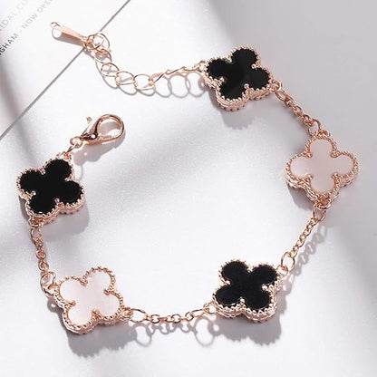 LukGud Latest Stylish Crystal Clover Rose Gold Bracelet for Women and Girls