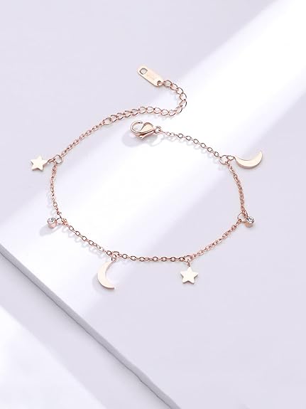 LukGud Anklets for Women Charm Hagging Anklet for Women and Girls Valentine Gift for Girls