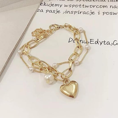 LukGud Latest Stylish Gold Plated Charm Bracelet for Women and Girls