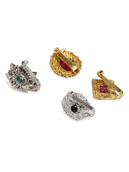 LukGud Combo Of 4 Antique Adjustable Nose Pin For Women