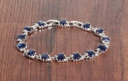 LukGud Latest Stylish Platinum Plated Austrian Crystal Bracelet for Women and Girls (Blue)